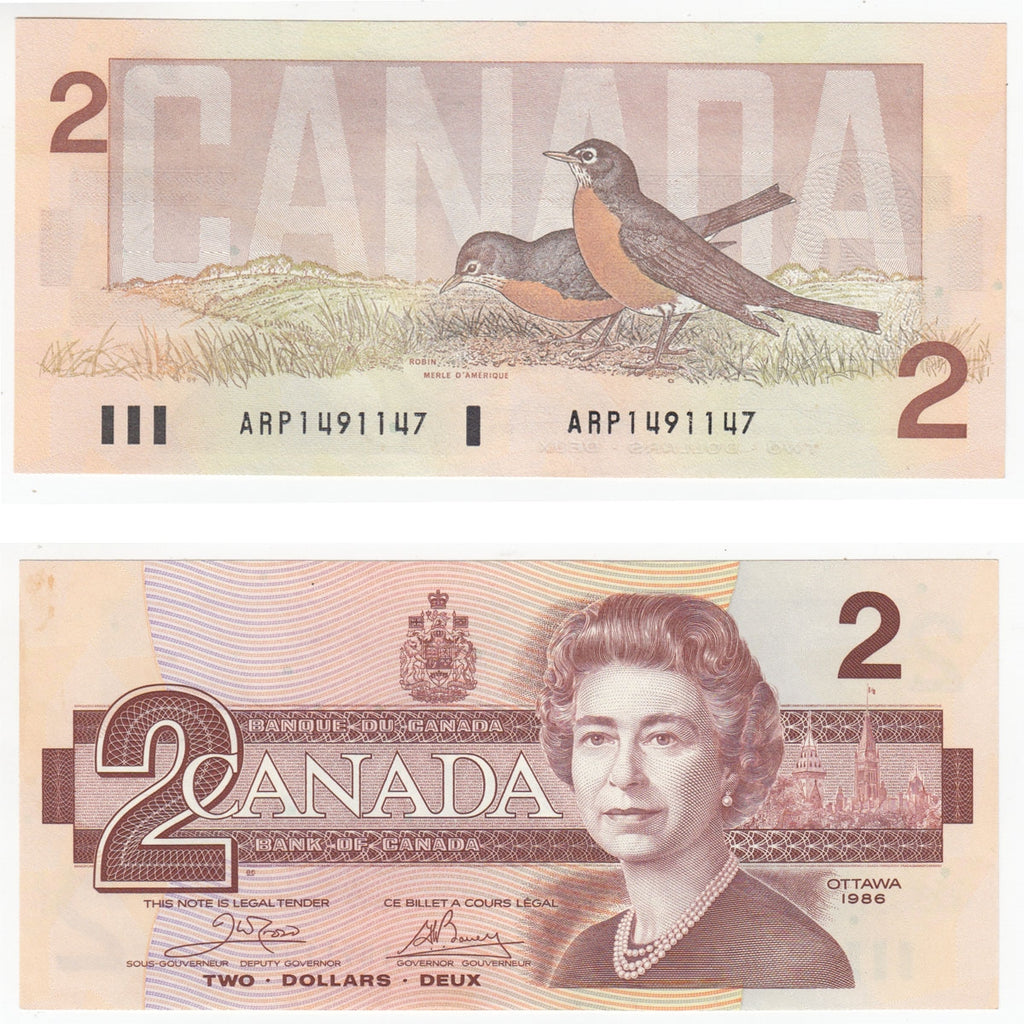 BC-55a 1986 Canada $2 Crow-Bouey, ARP, AU-UNC (AU55)