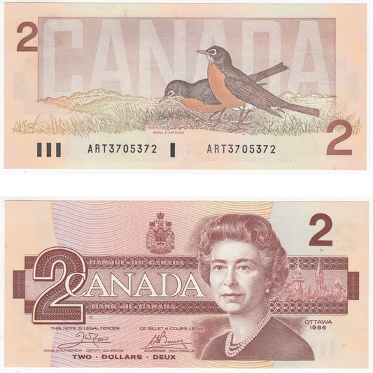 BC-55a 1986 Canada $2 Crow-Bouey, ART, Choice Uncirculated (CUNC63)