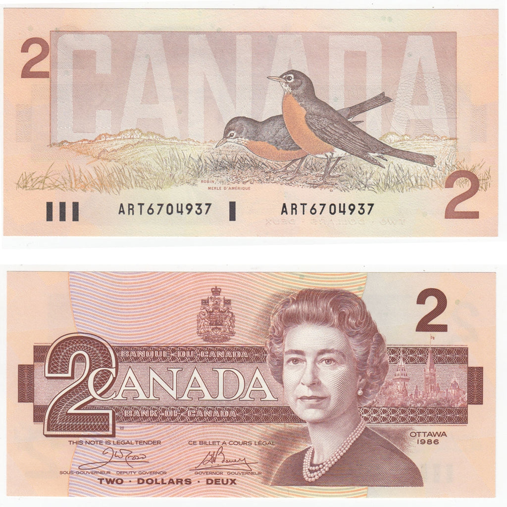 BC-55a 1986 Canada $2 Crow-Bouey, ART, Uncirculated (MS60)