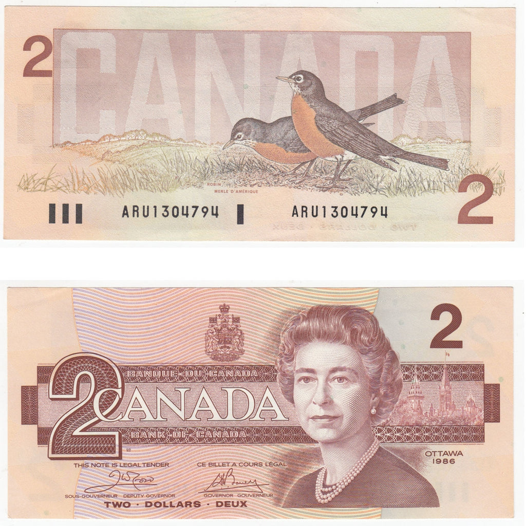 BC-55a 1986 Canada $2 Crow-Bouey, ARU, AU-UNC (AU55)