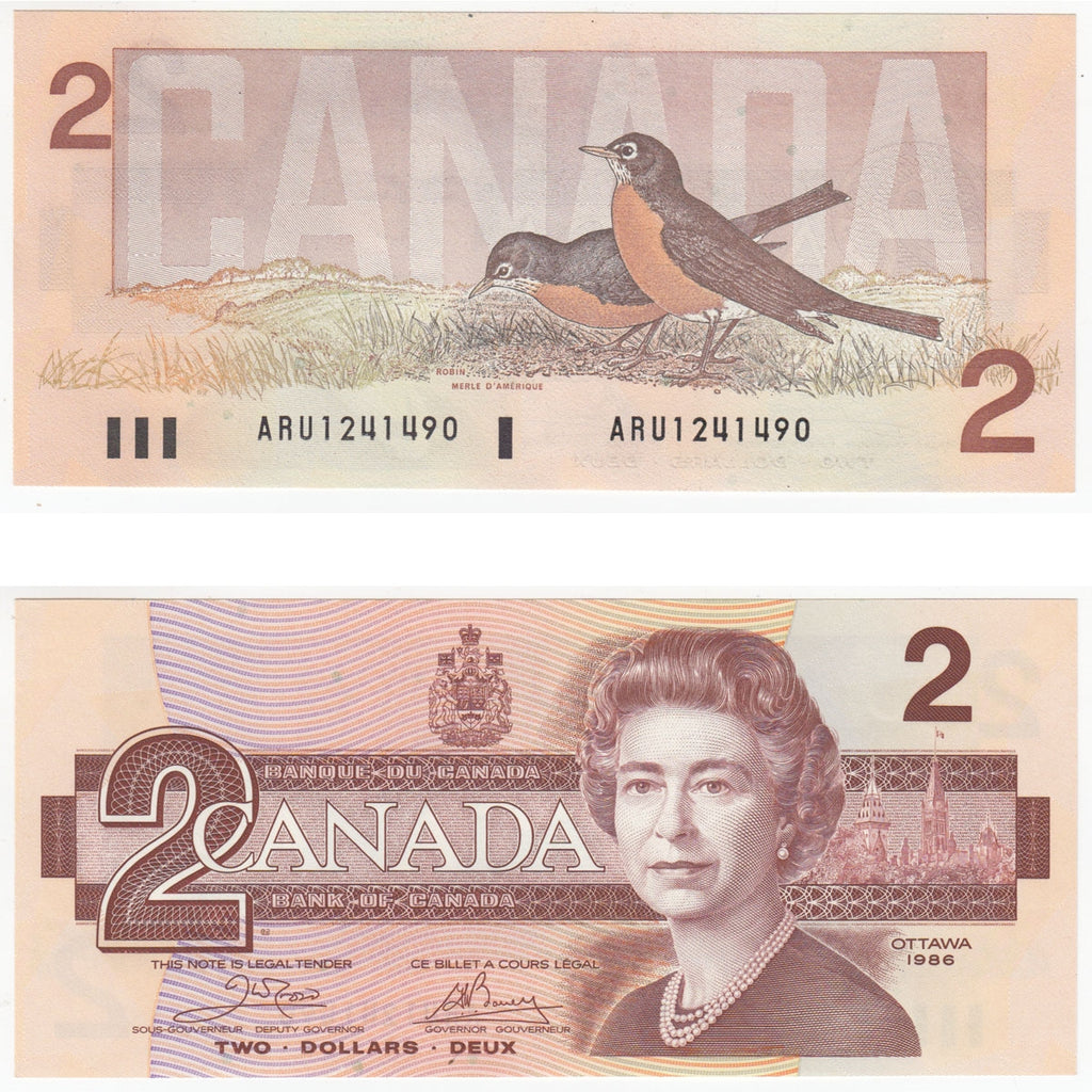 BC-55a 1986 Canada $2 Crow-Bouey, ARU, Uncirculated (MS60)