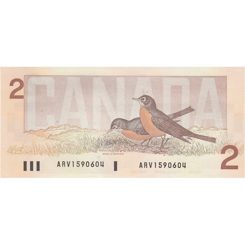 BC-55a 1986 Canada $2 Crow-Bouey, ARV, Almost Uncirculated (AU50)