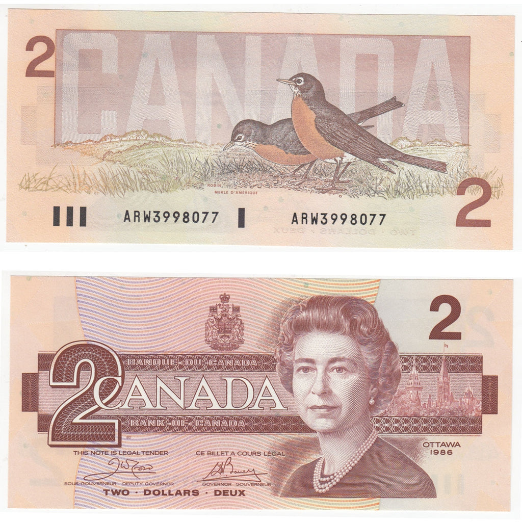 BC-55a 1986 Canada $2 Crow-Bouey, ARW, Choice Uncirculated (CUNC63)