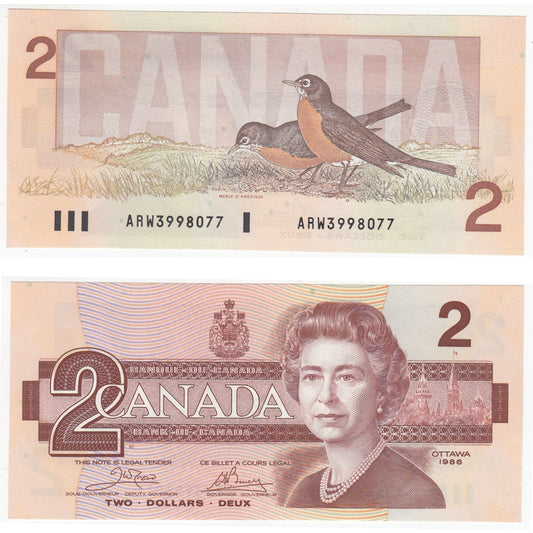 BC-55a 1986 Canada $2 Crow-Bouey, ARW, Choice Uncirculated (CUNC63)