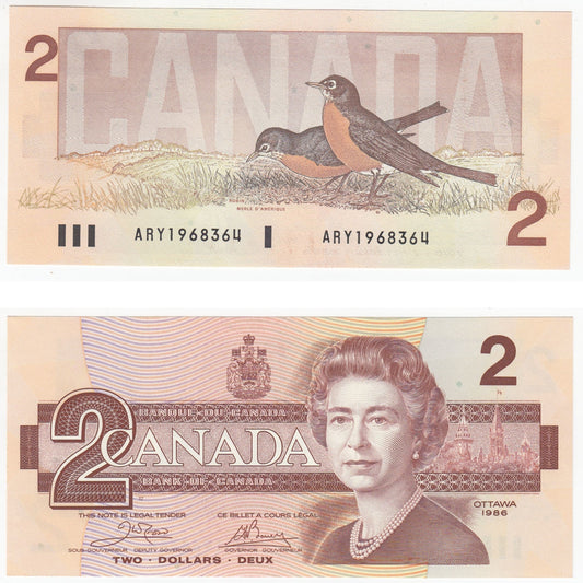 BC-55a 1986 Canada $2 Crow-Bouey, ARY, Choice Uncirculated (CUNC63)