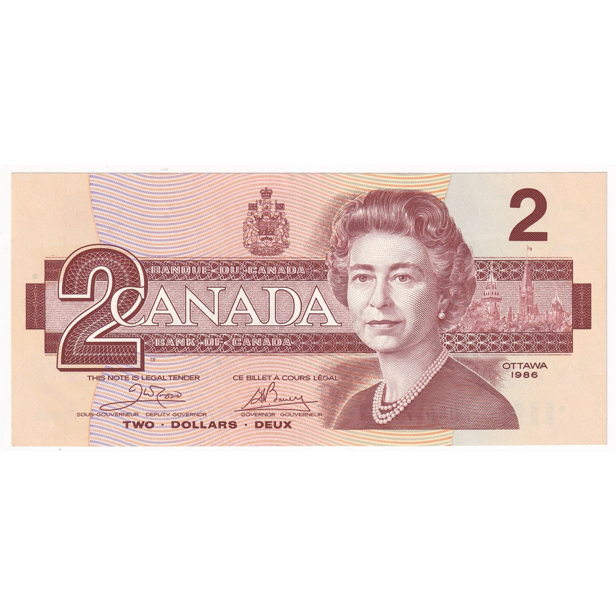 BC-55a 1986 Canada $2 Crow-Bouey, AUC, AU-UNC (AU55)