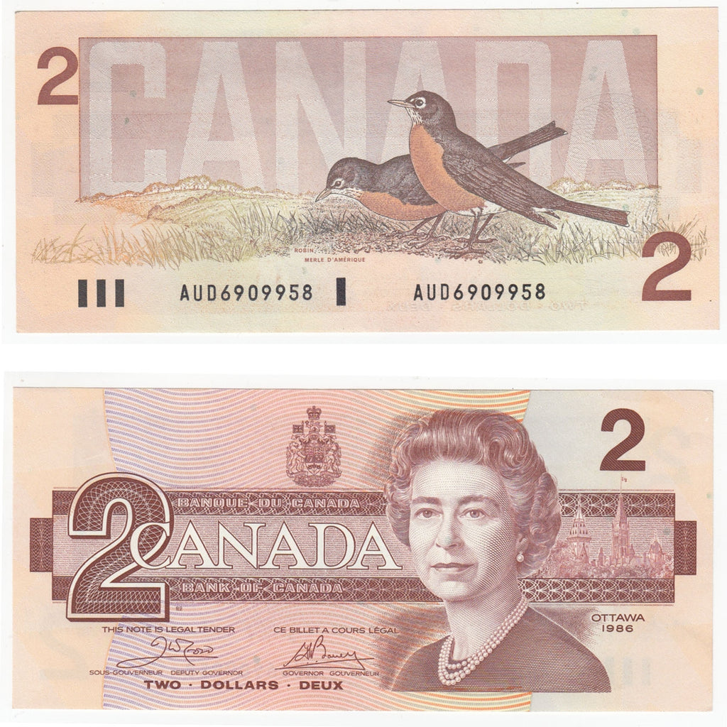 BC-55a 1986 Canada $2 Crow-Bouey, AUD, AU-UNC (AU55)