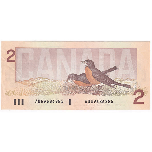BC-55a 1986 Canada $2 Crow-Bouey, AUG, Almost Uncirculated (AU50)