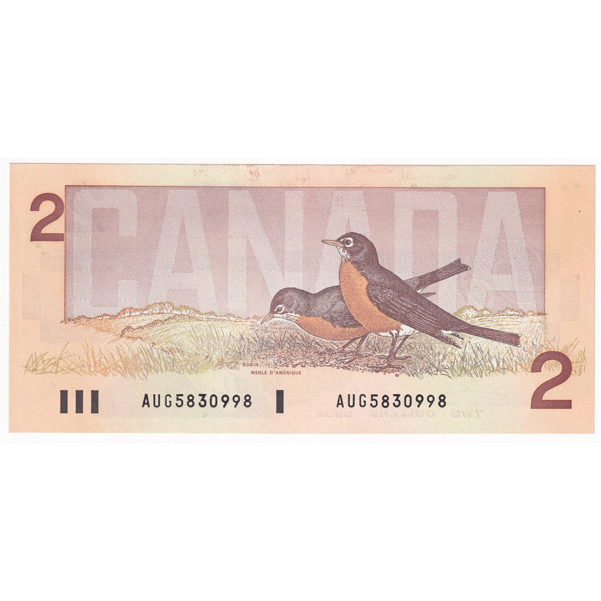 BC-55a 1986 Canada $2 Crow-Bouey, AUG, AU-UNC (AU55)