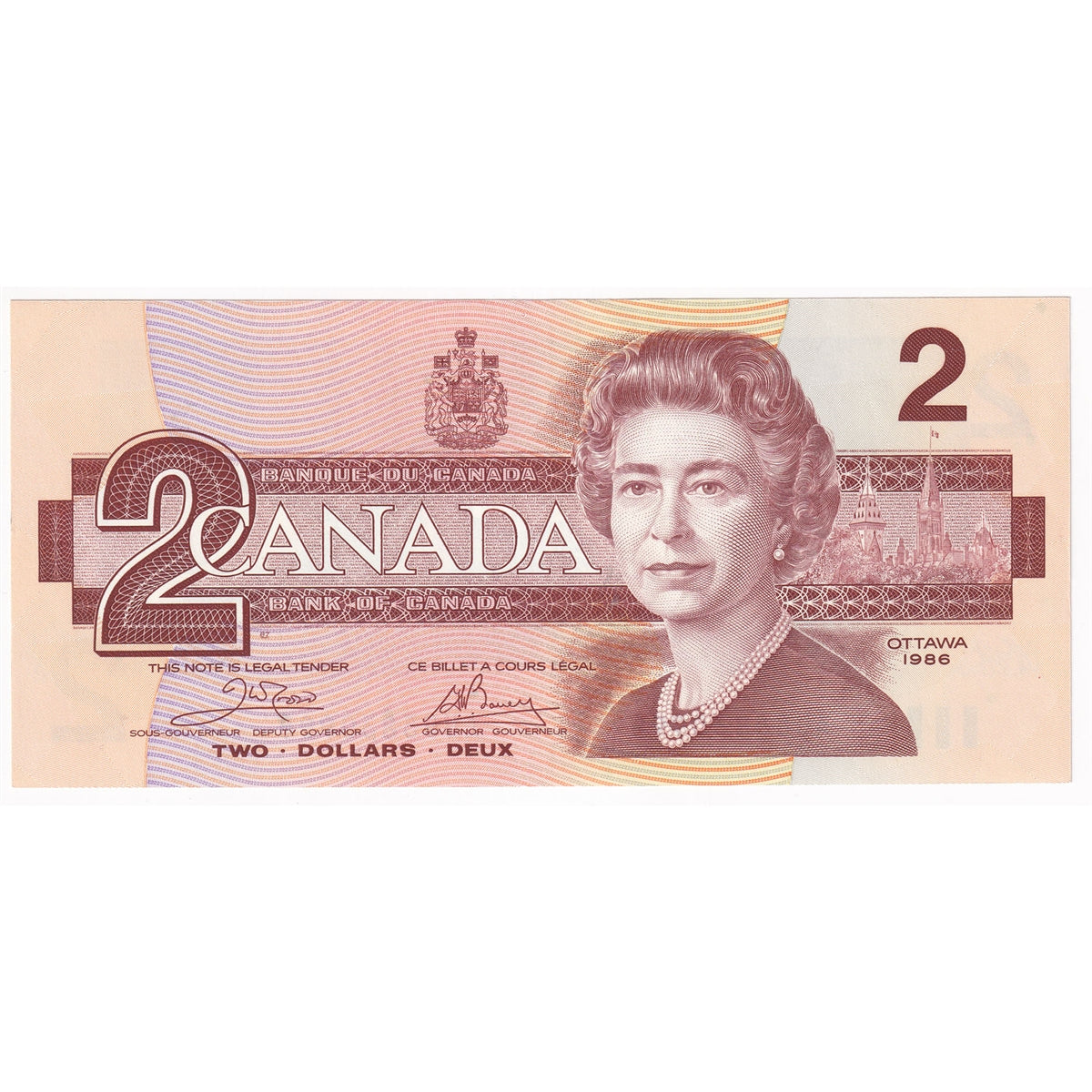 BC-55a 1986 Canada $2 Crow-Bouey, AUG, AU-UNC (AU55)