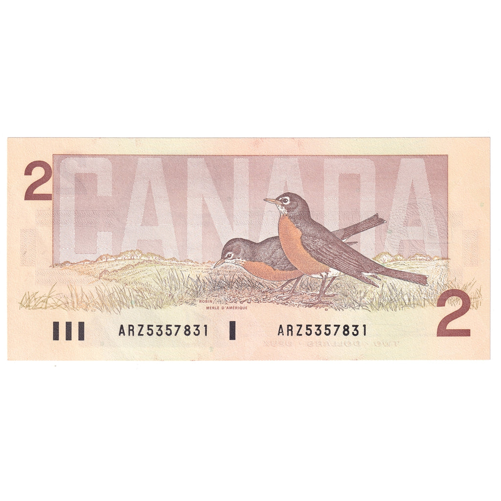 BC-55bA 1986 Canada $2 Thiessen-Crow, BRX, Almost Uncirculated (AU50)