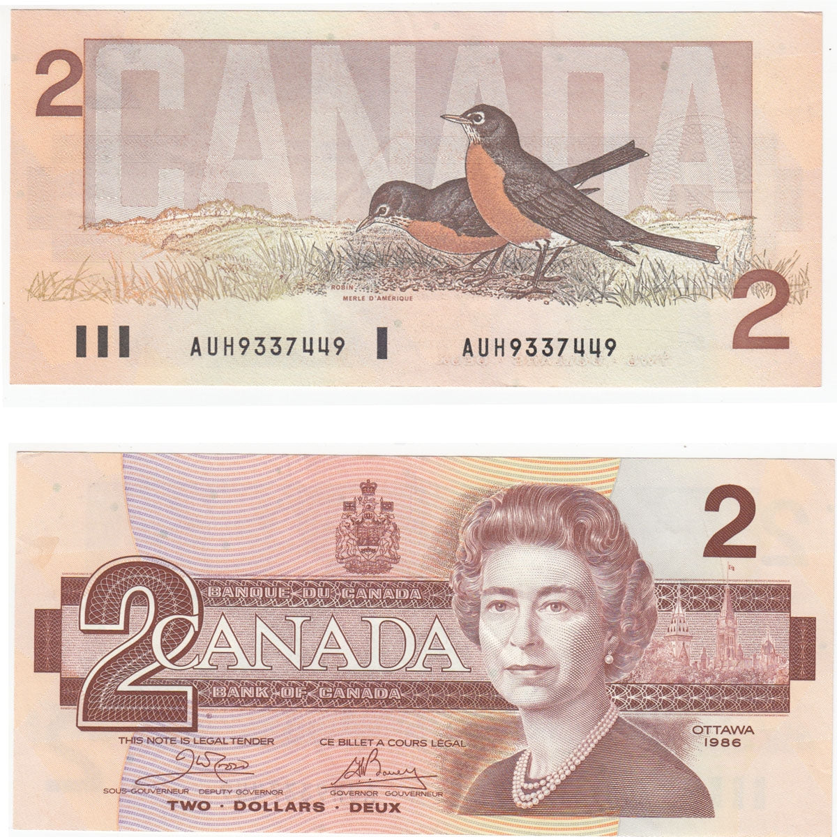 BC-55a 1986 Canada $2 Crow-Bouey, AUH, AU-UNC (AU55)