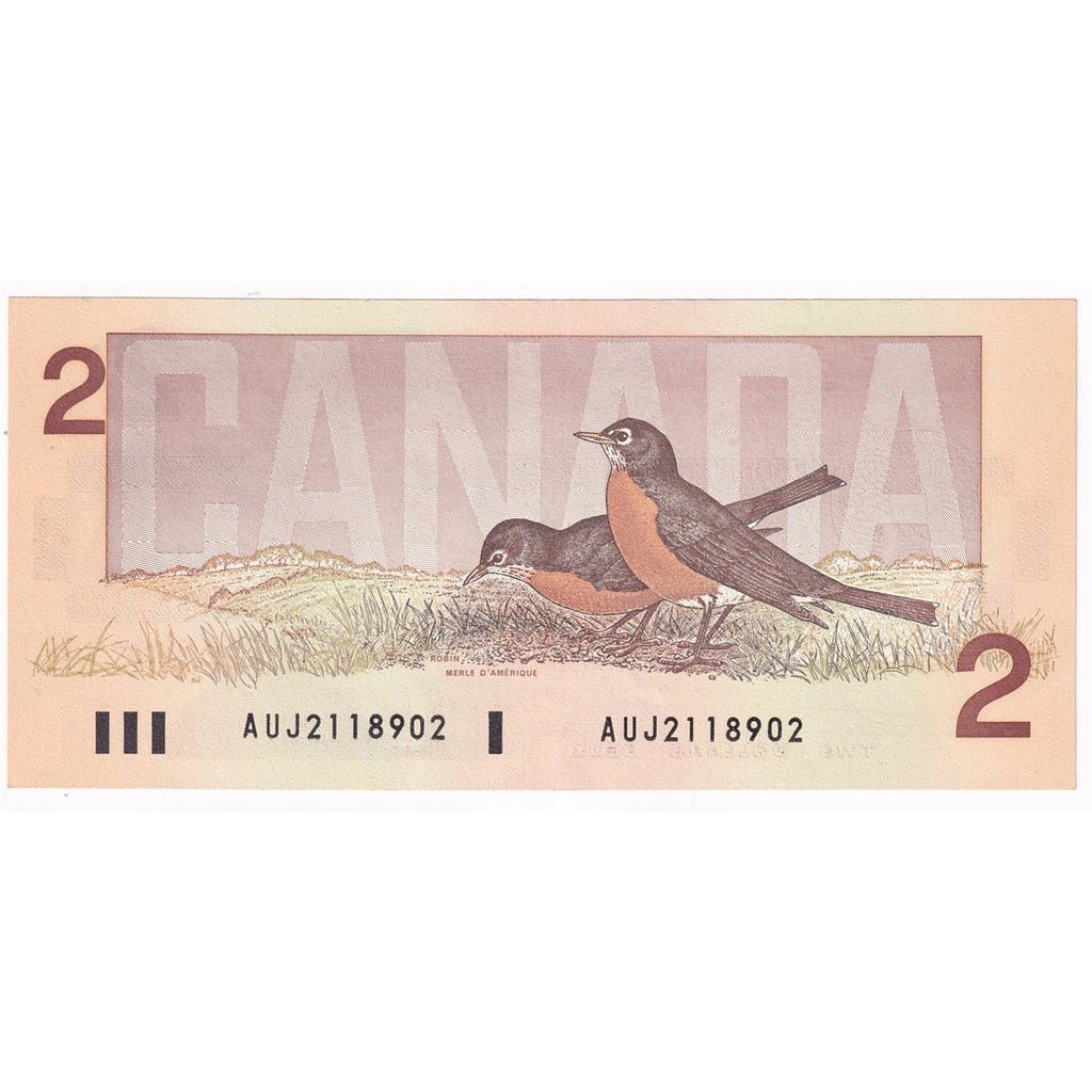 BC-55a 1986 Canada $2 Crow-Bouey, AUJ, AU-UNC (AU55)