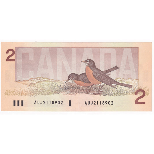 BC-55a 1986 Canada $2 Crow-Bouey, AUJ, AU-UNC (AU55)