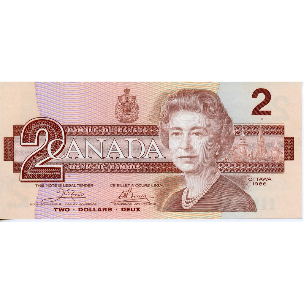 BC-55a 1986 Canada $2 Crow-Bouey, AUJ, Uncirculated (MS60)