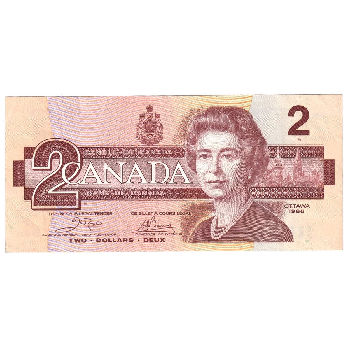 BC-55a 1986 Canada $2 Crow-Bouey, AUJ, Very Fine (VF20)