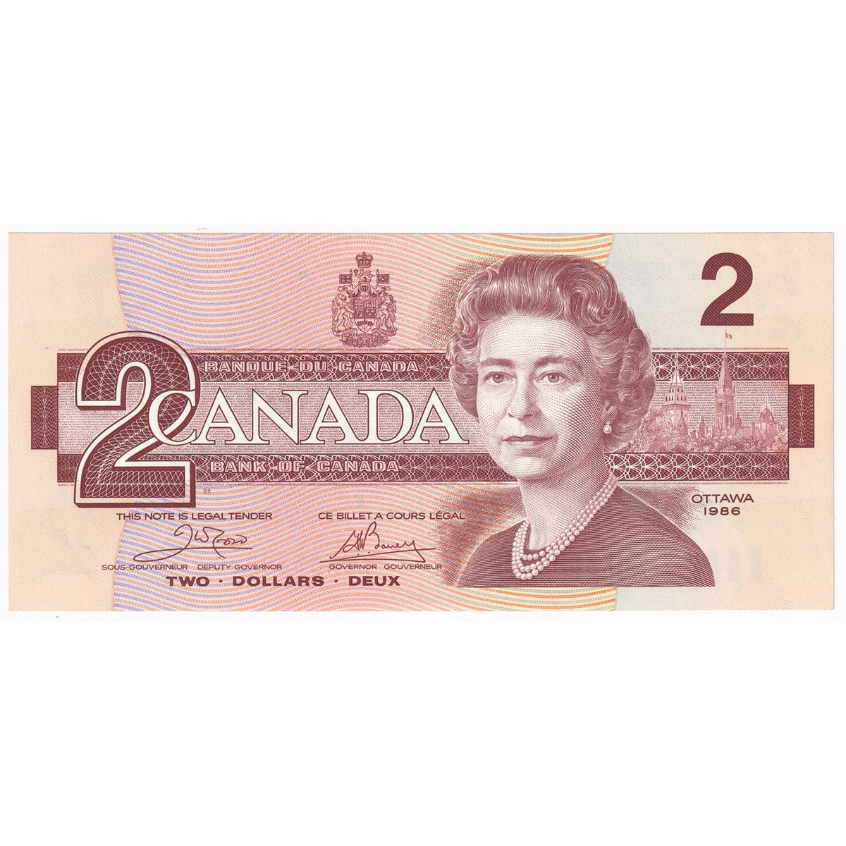BC-55a 1986 Canada $2 Crow-Bouey, AUK, AU-UNC (AU55)
