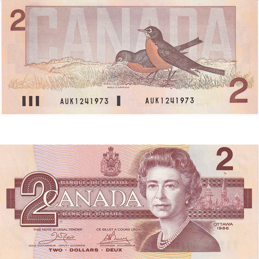 BC-55a 1986 Canada $2 Crow-Bouey, AUK, Choice Uncirculated (CUNC63)
