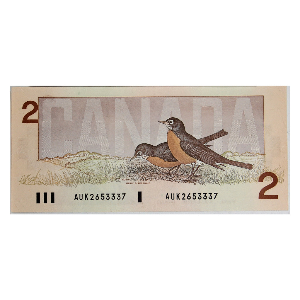 BC-55a 1986 Canada $2 Crow-Bouey, AUK, Extra Fine (EF40)