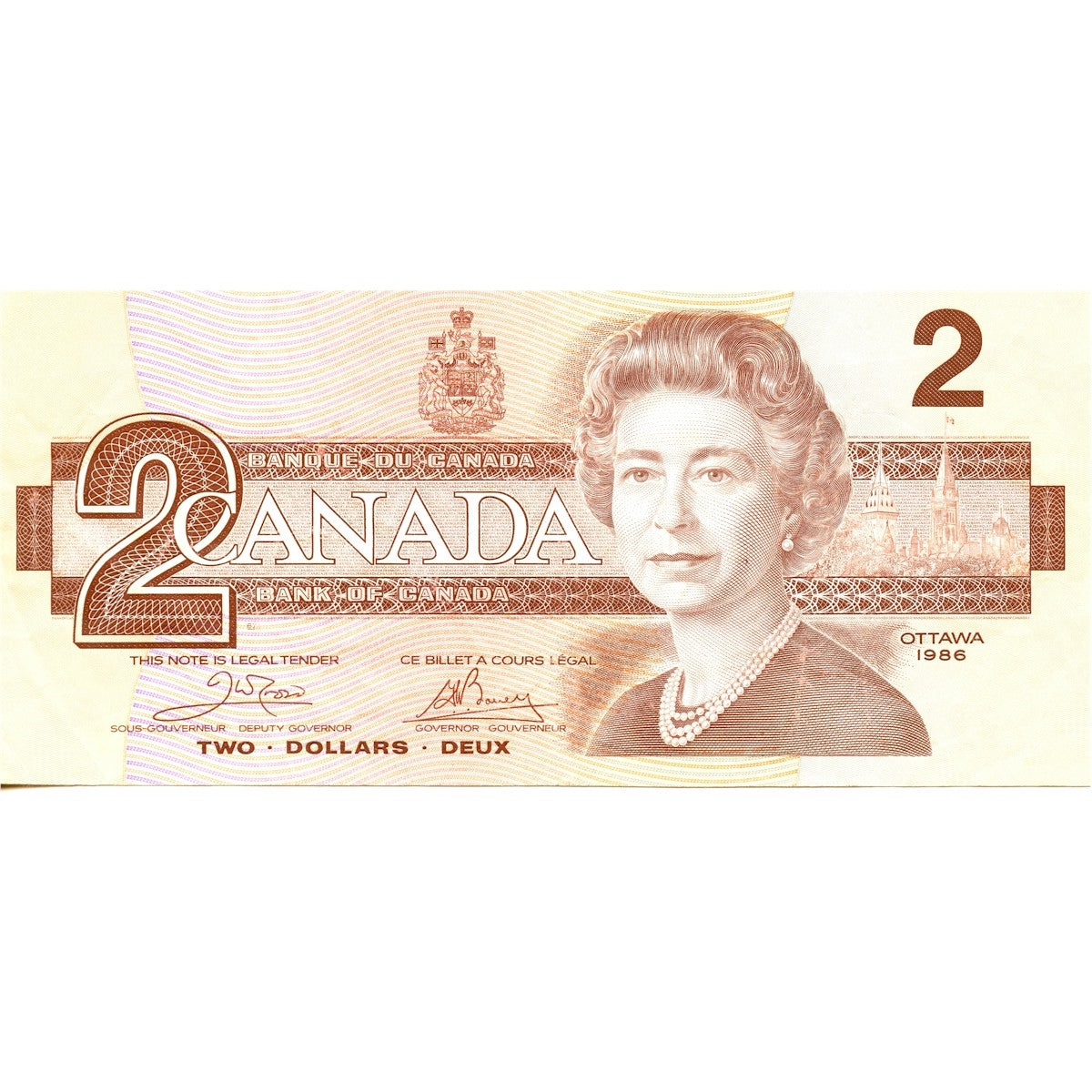 BC-55a 1986 Canada $2 Crow-Bouey, AUK, Very Fine (VF20)