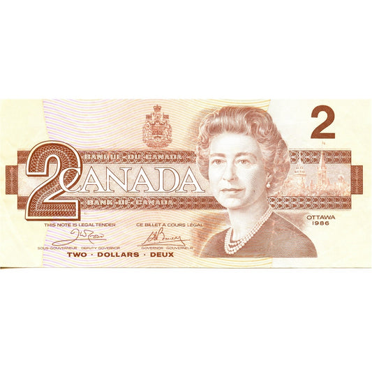 BC-55a 1986 Canada $2 Crow-Bouey, AUK, Very Fine (VF20)