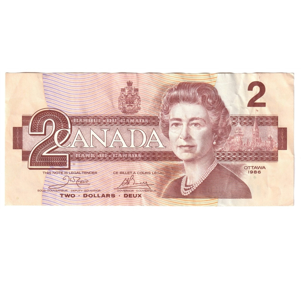 BC-55a 1986 Canada $2 Crow-Bouey, AUL, VF-EF (VF30)
