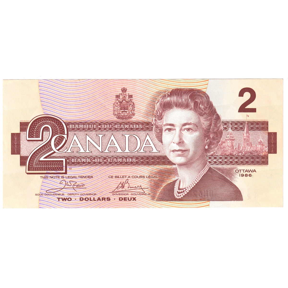 BC-55a 1986 Canada $2 Crow-Bouey, AUM, AU-UNC (AU55)