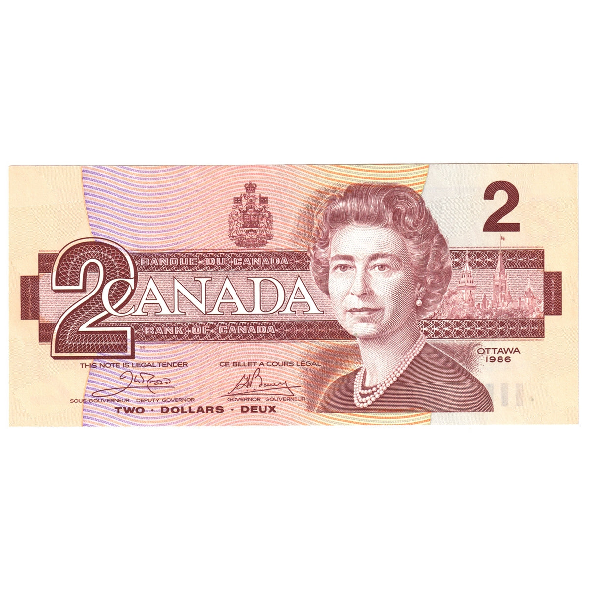 BC-55aA 1986 Canada $2 Crow-Bouey, ARX, Below 1.26M, AU-UNC (AU55)