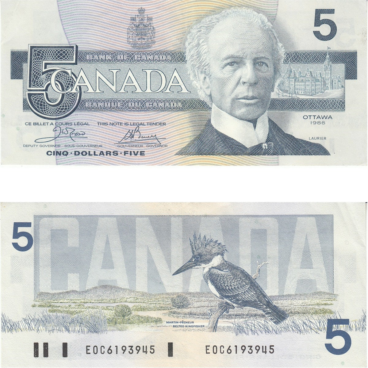 BC-56a 1986 Canada $5 Crow-Bouey, EOC, EF-AU (EF45)