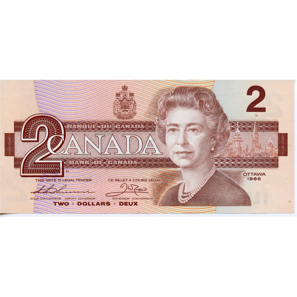 BC-55b 1986 Canada $2 Thiessen-Crow, AUK, AU-UNC (AU55)