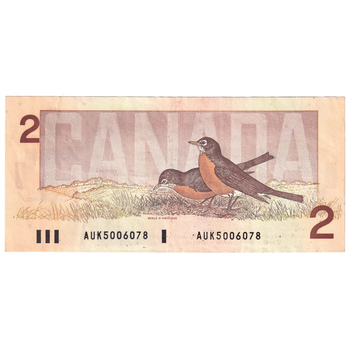 BC-55b 1986 Canada $2 Thiessen-Crow, AUK, Very Fine (VF20)