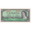 BC-37b-i 1954 Canada $1 Beattie-Rasminsky, O/P, AU-UNC (AU55)