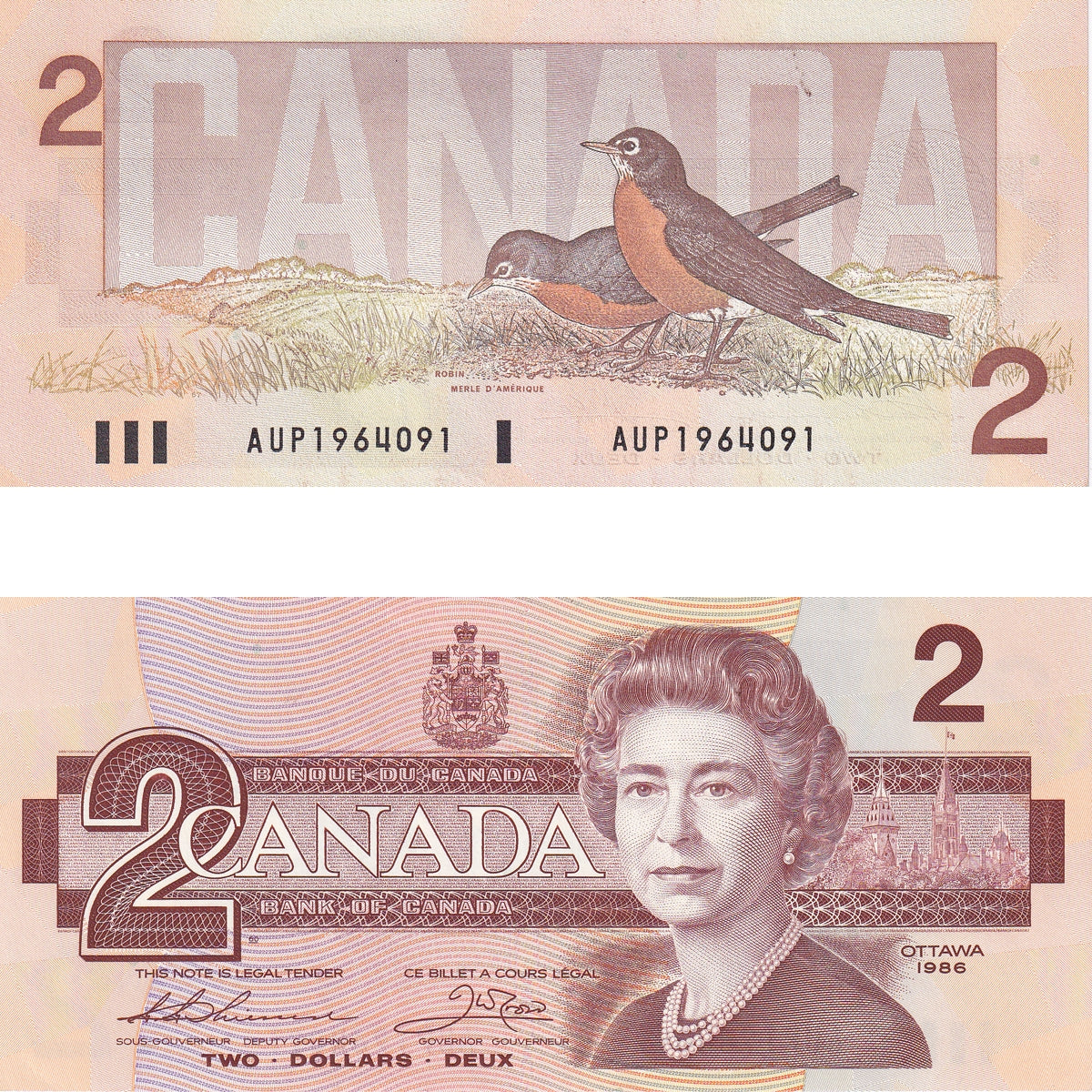 BC-55b 1986 Canada $2 Thiessen-Crow, AUP, Uncirculated (MS60)