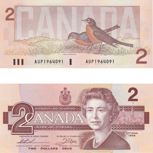 BC-55b 1986 Canada $2 Thiessen-Crow, AUP, Uncirculated (UNC60)