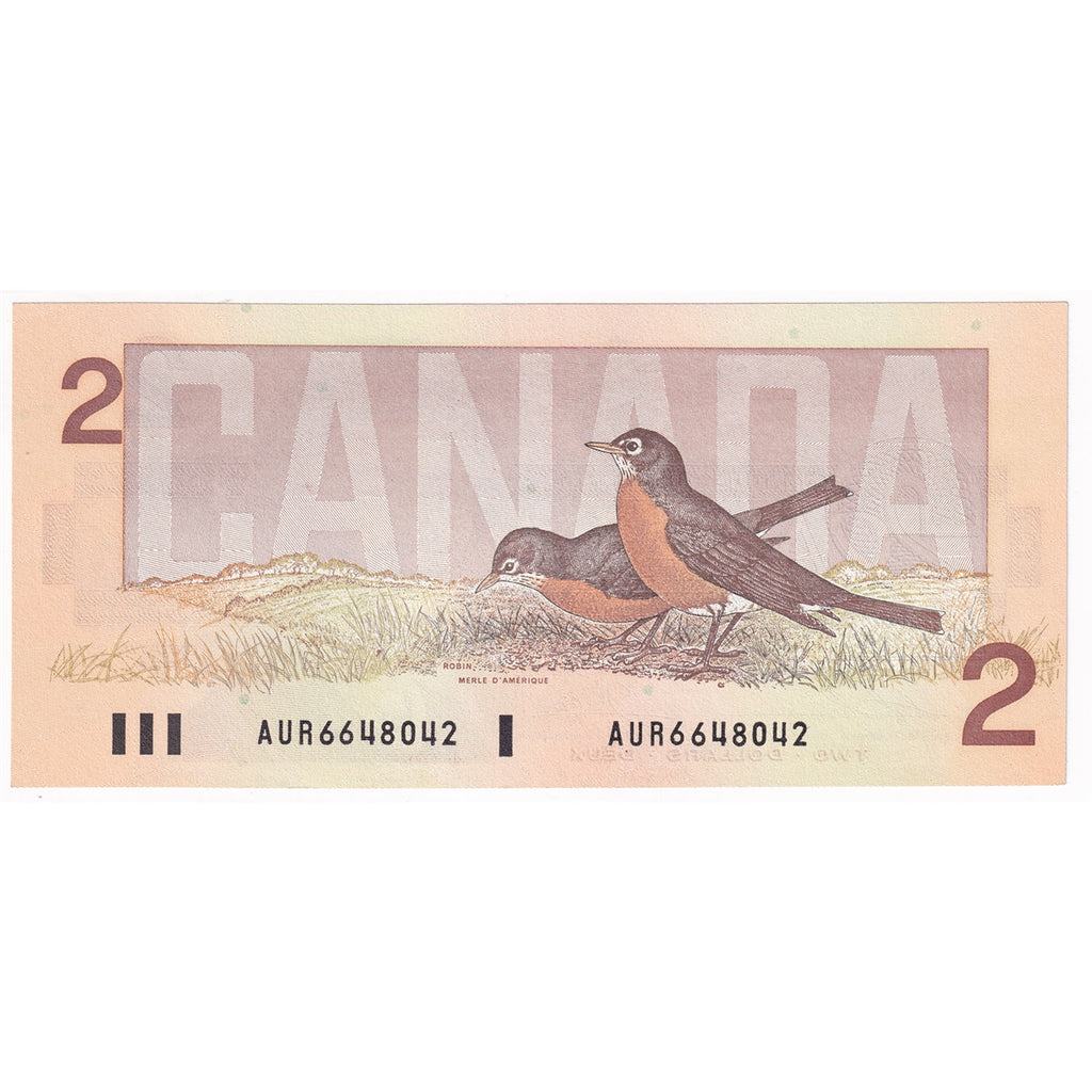 BC-55b 1986 Canada $2 Thiessen-Crow, AUR, Uncirculated (MS60)