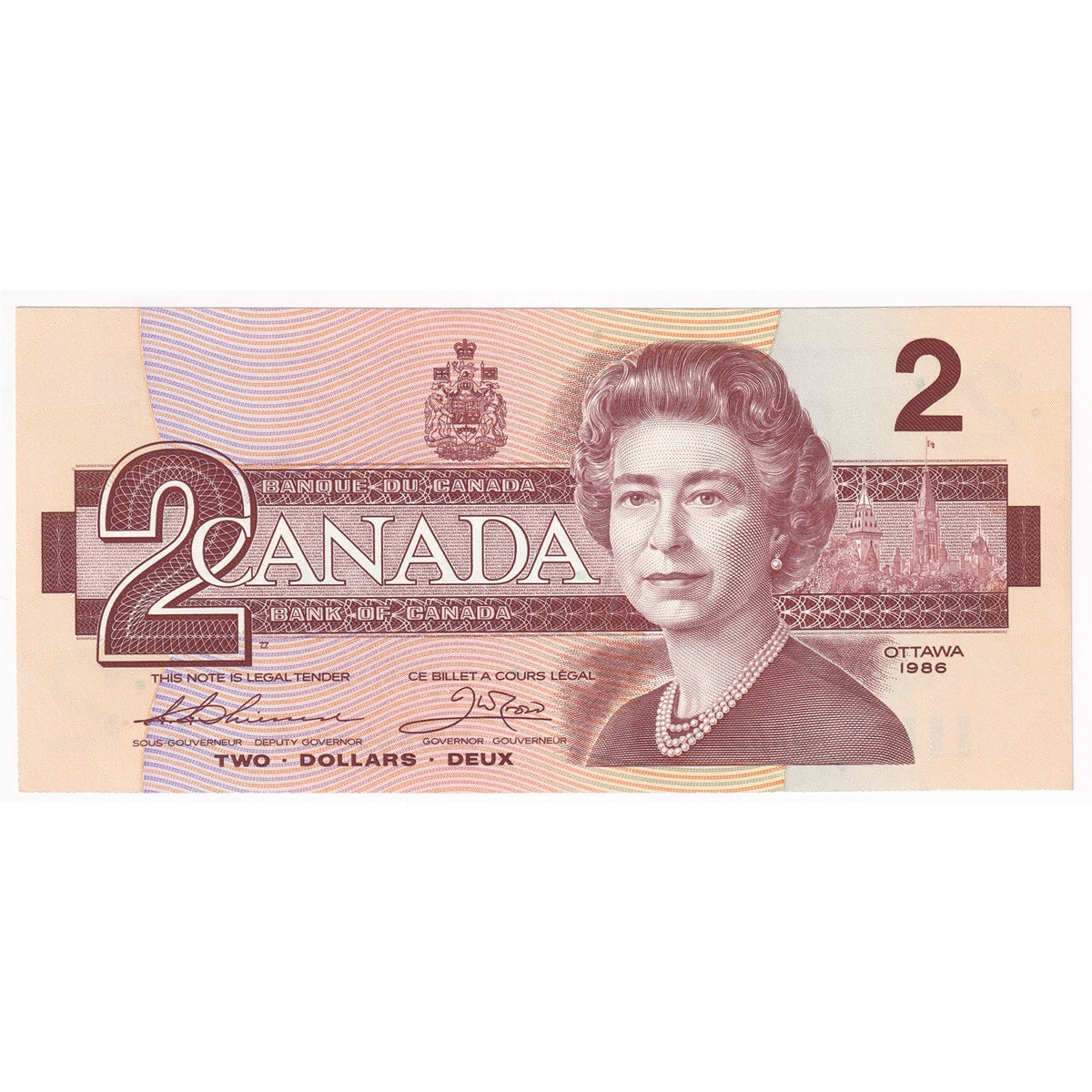 BC-55b 1986 Canada $2 Thiessen-Crow, AUR, Uncirculated (MS60)