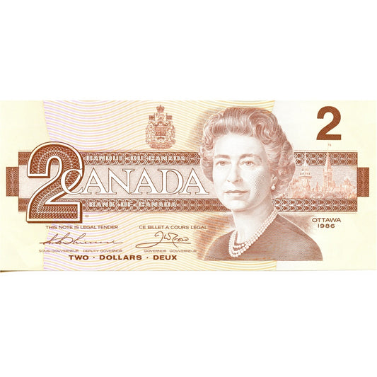 BC-55b 1986 Canada $2 Thiessen-Crow, AUS, AU-UNC (AU55)