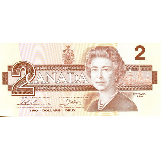 BC-55b 1986 Canada $2 Thiessen-Crow, AUS, Uncirculated (UNC60)