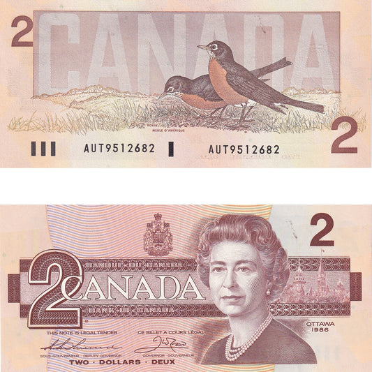 BC-55b 1986 Canada $2 Thiessen-Crow, AUT, Uncirculated (UNC60)