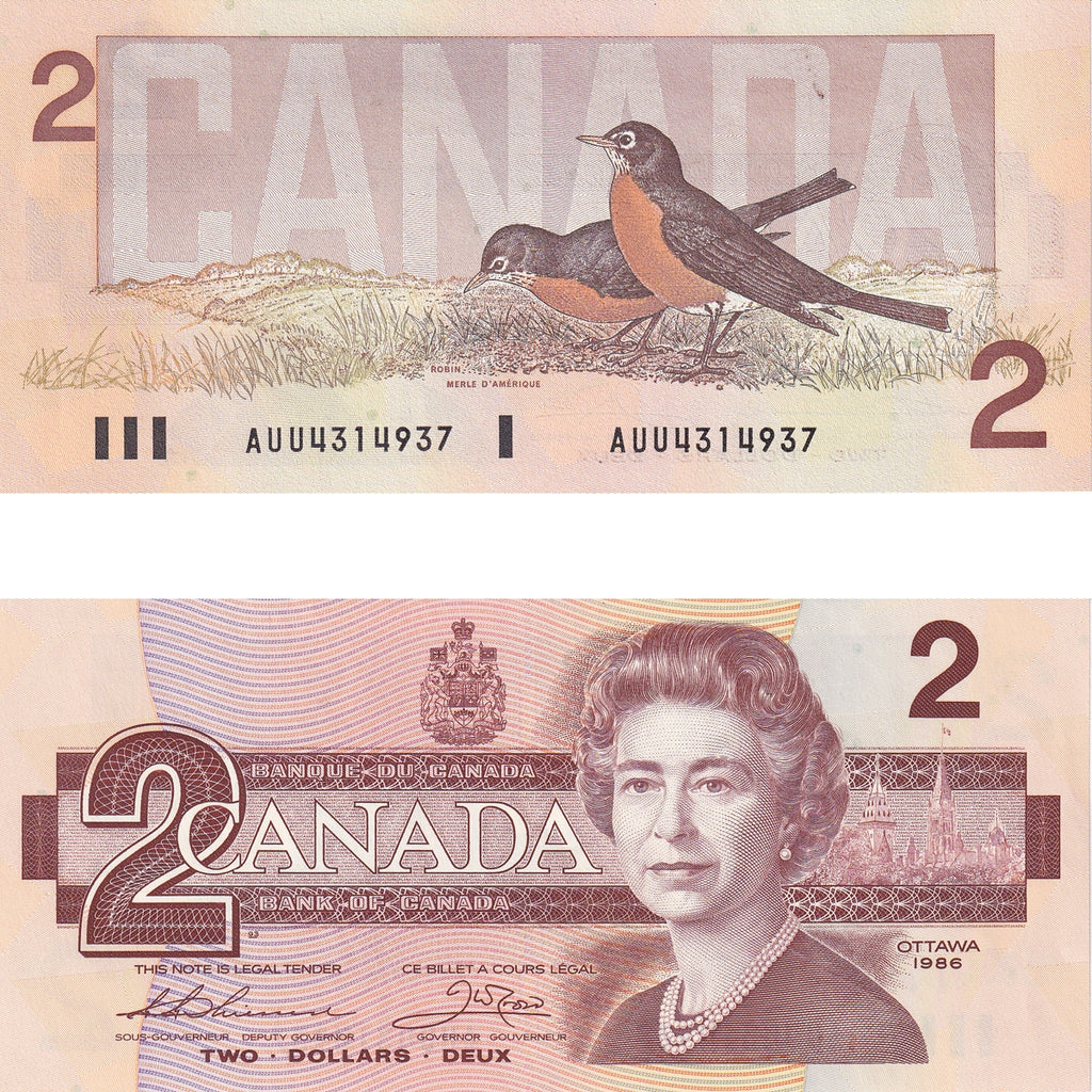 BC-55b 1986 Canada $2 Thiessen-Crow, AUU, Uncirculated (MS60)