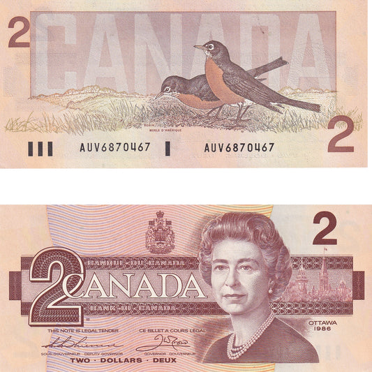 BC-55b 1986 Canada $2 Thiessen-Crow, AUV, AU-UNC (AU55)