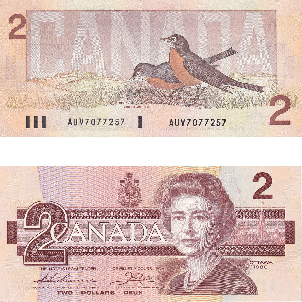 BC-55b 1986 Canada $2 Thiessen-Crow, AUV, Uncirculated (MS60)