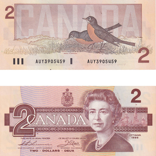 BC-55b 1986 Canada $2 Thiessen-Crow, AUY, AU-UNC (AU55)
