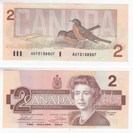 BC-55b 1986 Canada $2 Thiessen-Crow, AUY, Uncirculated (UNC60)