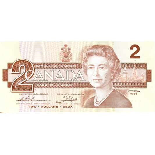 BC-55b 1986 Canada $2 Thiessen-Crow, AUZ, AU-UNC (AU55)