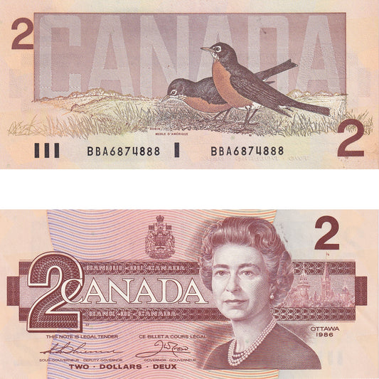 BC-55b 1986 Canada $2 Thiessen-Crow, BBA, Uncirculated (UNC60)