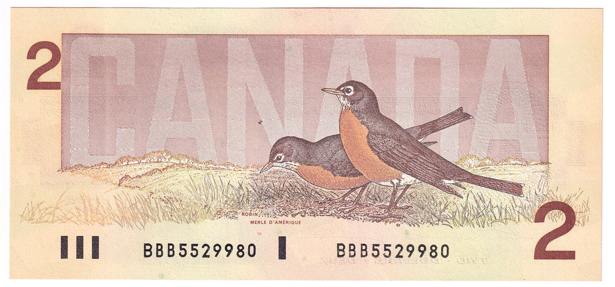 BC-55b 1986 Canada $2 Thiessen-Crow, BBB, AU-UNC (AU55)