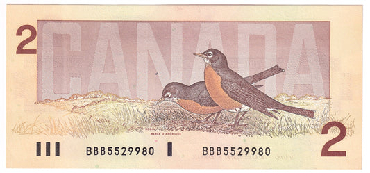 BC-55b 1986 Canada $2 Thiessen-Crow, BBB, AU-UNC (AU55)