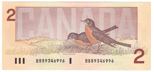 BC-55b 1986 Canada $2 Thiessen-Crow, BBB, Uncirculated (UNC60)