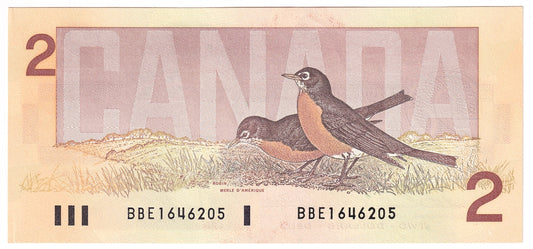 BC-55b 1986 Canada $2 Thiessen-Crow, BBE, AU-UNC (AU55)